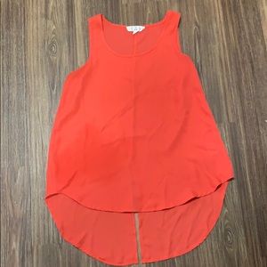Sheer Red High-Low Tank Top